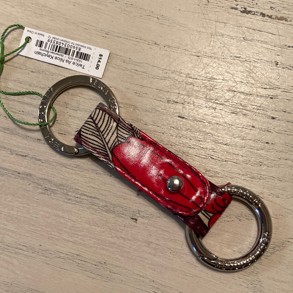 Vera Bradley Red Floral Pattern Key Ring Keychain